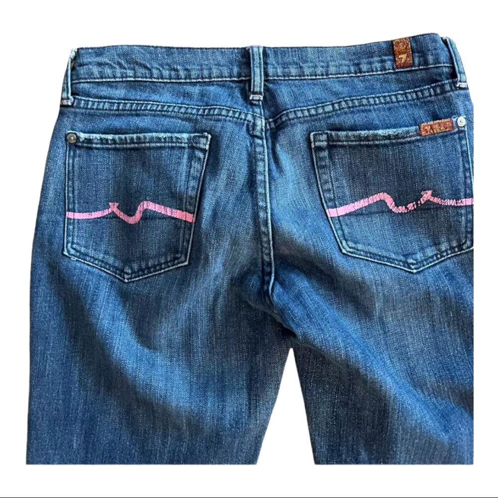 7 for All Mankind Women Jeans Low Rise Medium Wash Pockets Flare Blue 29 - Picture 8 of 9